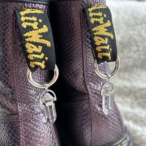 Silver Boot Tab Dangle Clear Crystal Point Tassel Charms Dr Martens